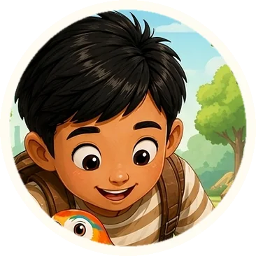 Arjun, a boy in a striped t-shirt