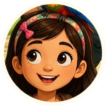 Meena, a girl with a flower headband
