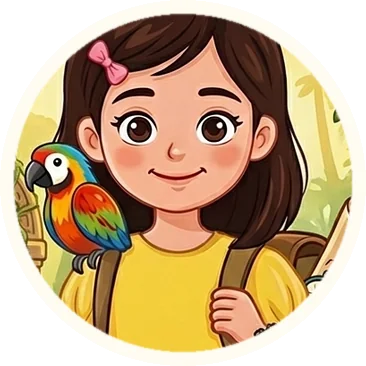 Nila, a girl explorer in a yellow shirt