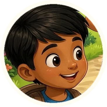 Ravi, a boy in a blue t-shirt